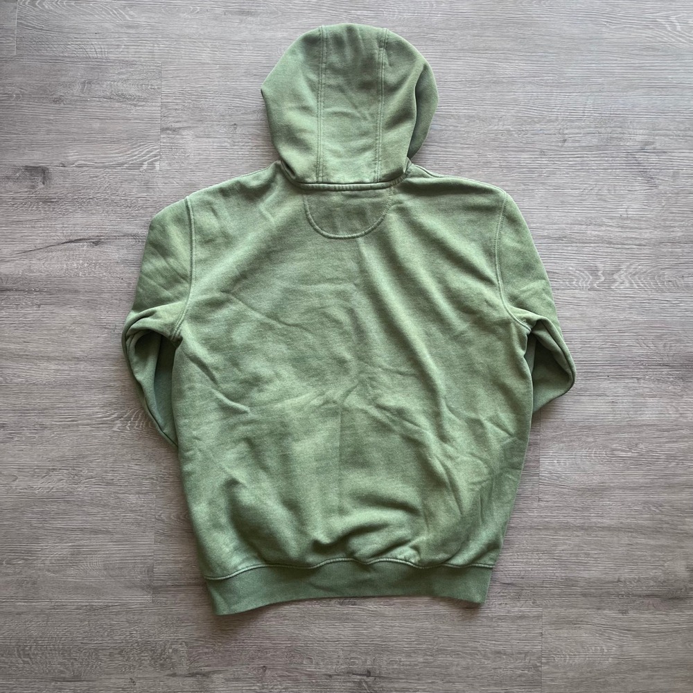 Carhartt Mens Loose Fit Spell Out Sleeve Logo Hoodie Olive Green L Fleece - Picture 11 of 15